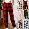 Women Pajama Pants Plush Sleep Pants Soft Elastic Waist Pajama Bottoms Plaid Print Pants With 2 Pockets