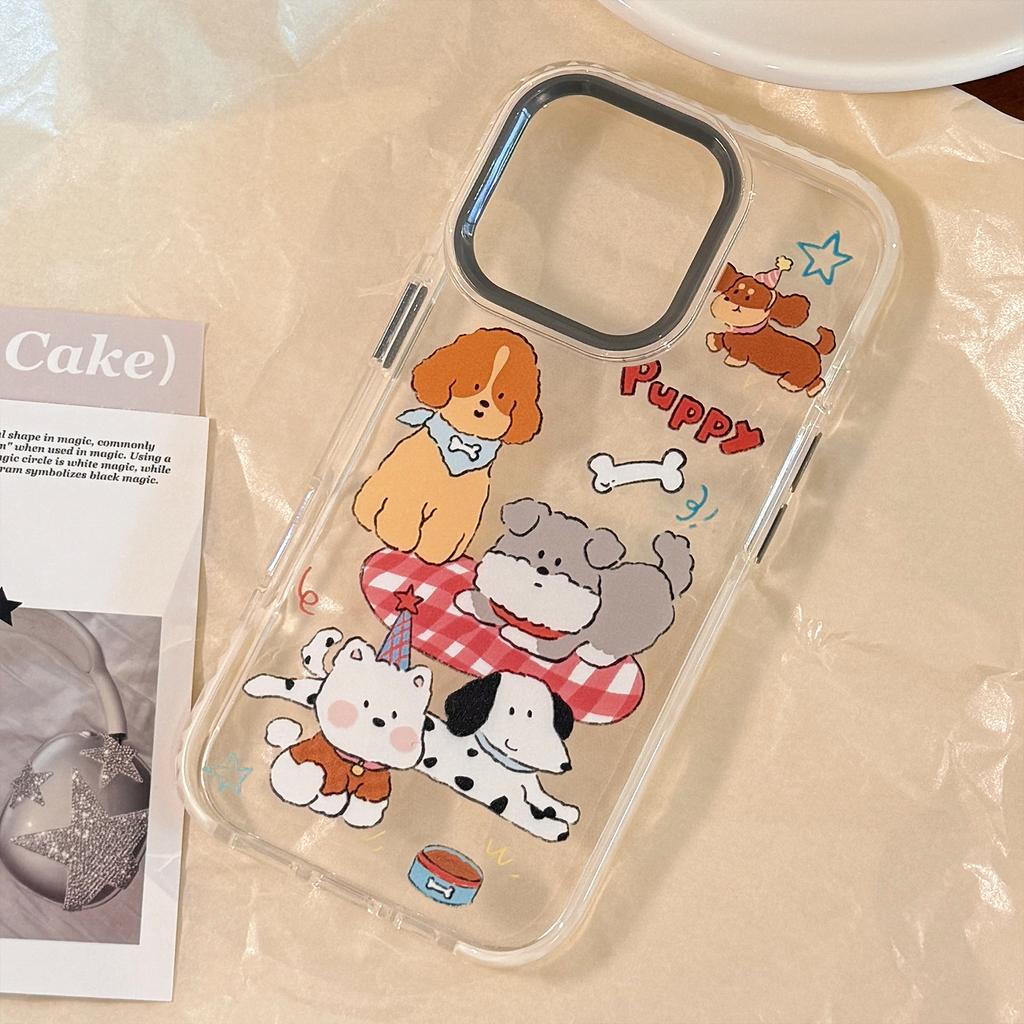 Personalized Cartoon Puppy Illustration Suitable for Apple 16 Mobile Phone Case 14 Transparent IPhone 15 Promax Anti Fall 11 Soft
