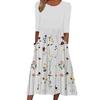 Women's Summer Flowy Midi Dress Boho Floral Pleated Dress with Pockets Casual Half Sleeve Crew Neck Swing Dress