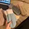 Women's Cute Plush Winter Mittens: Thick, Soft, Warm Cycling Gloves for Trendy Students