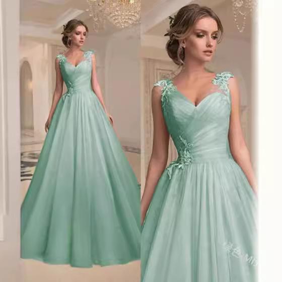 2023 Spring/Summer V-Neck Strapless Mesh Evening Dress, Elegant European & American Long Skirt