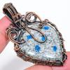 Natural K2 Azurite Gemstone Handmade Copper Wire Wrap Gift Pendant 2.48" g0W39