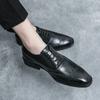 Retro Men Block Leather Shoes Men Lace Up Business Office Leather Shoes Men Wedding Banquet Brand Formal Shoes Sizes 38-46