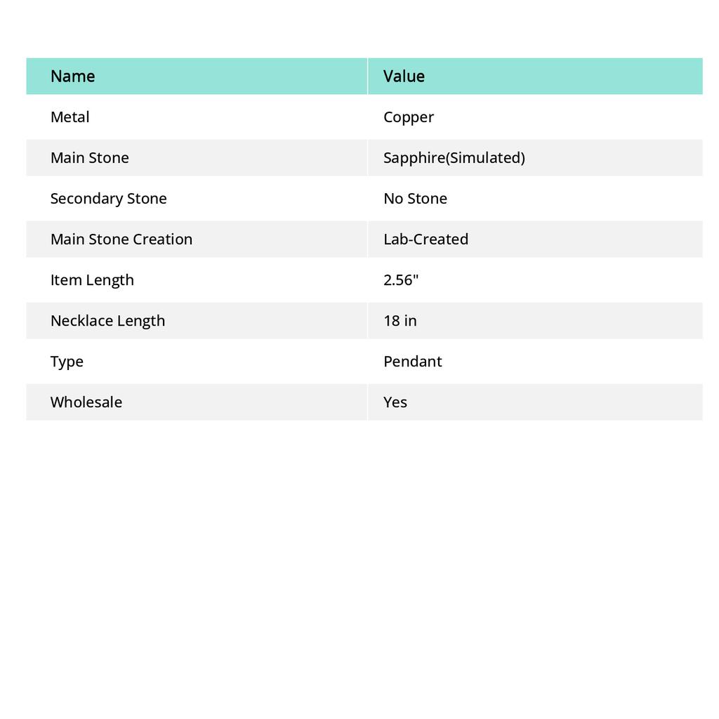 Sapphire Natural Gemstone Handmade Copper Wire Wrap Pendant 2.56" W8r63