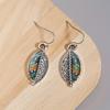 Abstract Leaf Shaped Dangle Earrings 925 Sterling Silver Zinc Alloy Ear Jewelry Boho Vintage Style For Women Earrings