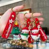 Cute Cartoon Christmas Keychain PVC Santa Snowman Gingerbread Man Tree Metal Key Ring for Car Handbag Pendant Kid Christmas Gift
