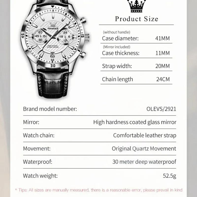 Fashionable and Stylish Men's Business Calendar Wristwatch with High Aesthetic Value Multi Functional Timing Quartz Watch