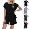 Women's Round Neck Casual Suit Home Clothes Short Sleeve Wave Shorts Pajamas