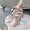 New Spring Thick Heel Mary Jane Small Leather Shoes 2025lolita Sweet Bow Princess Style High-end Single Shoes