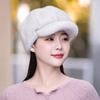 Autumn Winter Hats For Women Solid Color Plain Octagonal Cap Ladies Casual Faux Fur Women Caps