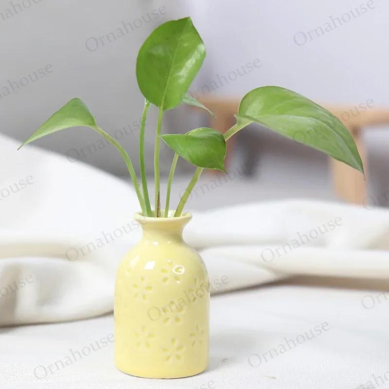 1PC Nordic Style Mini Modern Flower Vase Home Decoration Living Room Ceramic Home Decoration Floreros Vintage Flower Pot Vases