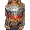 Autumn Fashion Women's Long Sleeved T-shirt 3D Digital Printed Flower Women's Round Neck T-shirt Top
