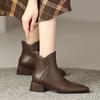 Retro Brown Pointed Thick Heel Short Boots Women's 2025 New Spring and Autumn Single Boots Wind Middle Heel Chelsea Boots