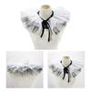 Women Victorian Ruffle Mesh Fake Collar Shawl Vintage Renaissance Black White Tulle Clown Cosplay Neck Ruff Choker Shawl