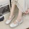 Korean Version of Square Head Bow Mary Jane Shoes Women's 2025 Spring New Versatile Light Mouth Single Shoes Soft Sole Comfortable Ladyshoes
