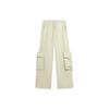 Li Ning Sports Lifestyle Series Solid Color Loose Straight Leg Knit Sports Pants Women Bottoms Foam-Khaki AYKU670-1