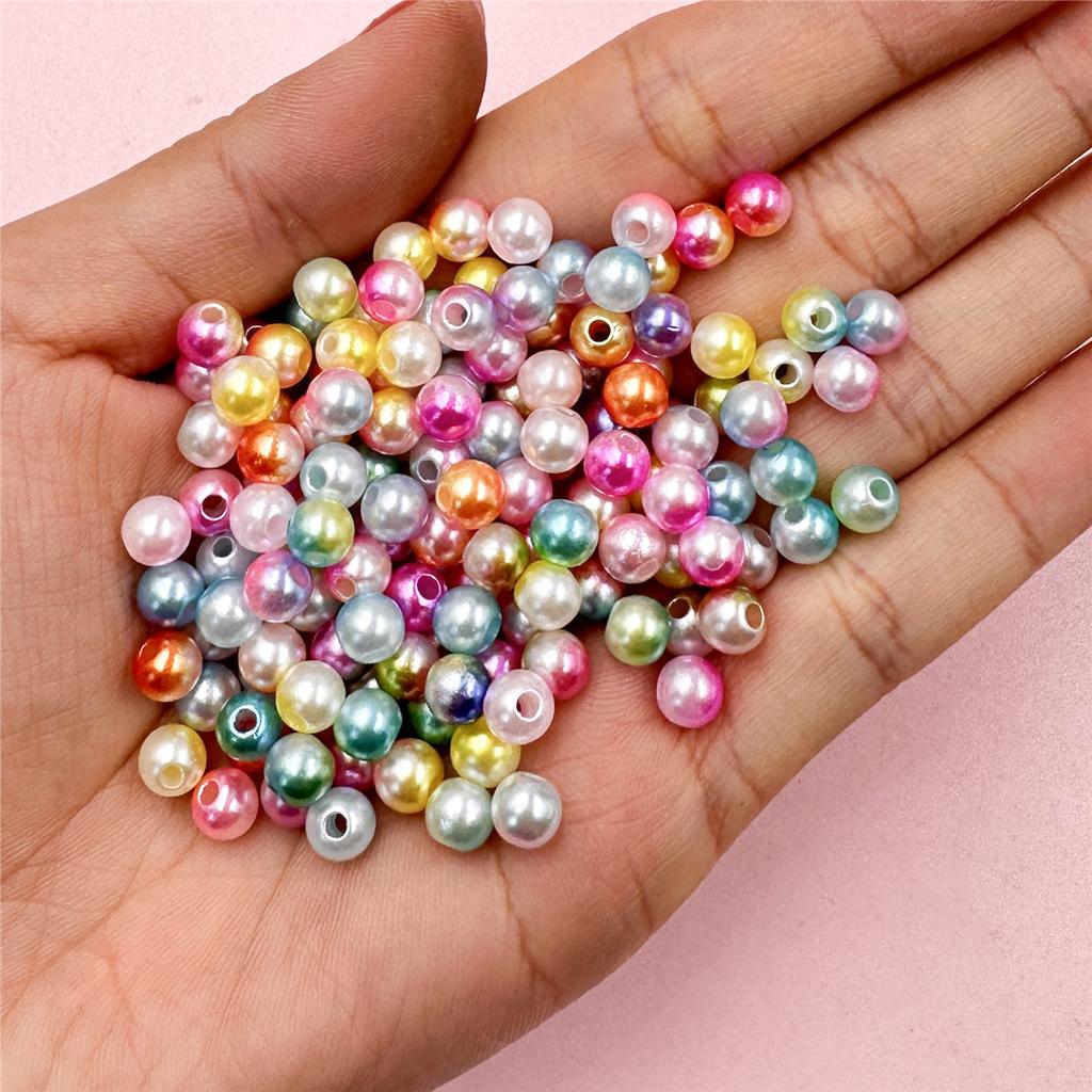 Handmade Illusion Colored Jewelry Accessories 100Pcs Beads Round Beads 6mm Straight Hole DIY Acrylic Women