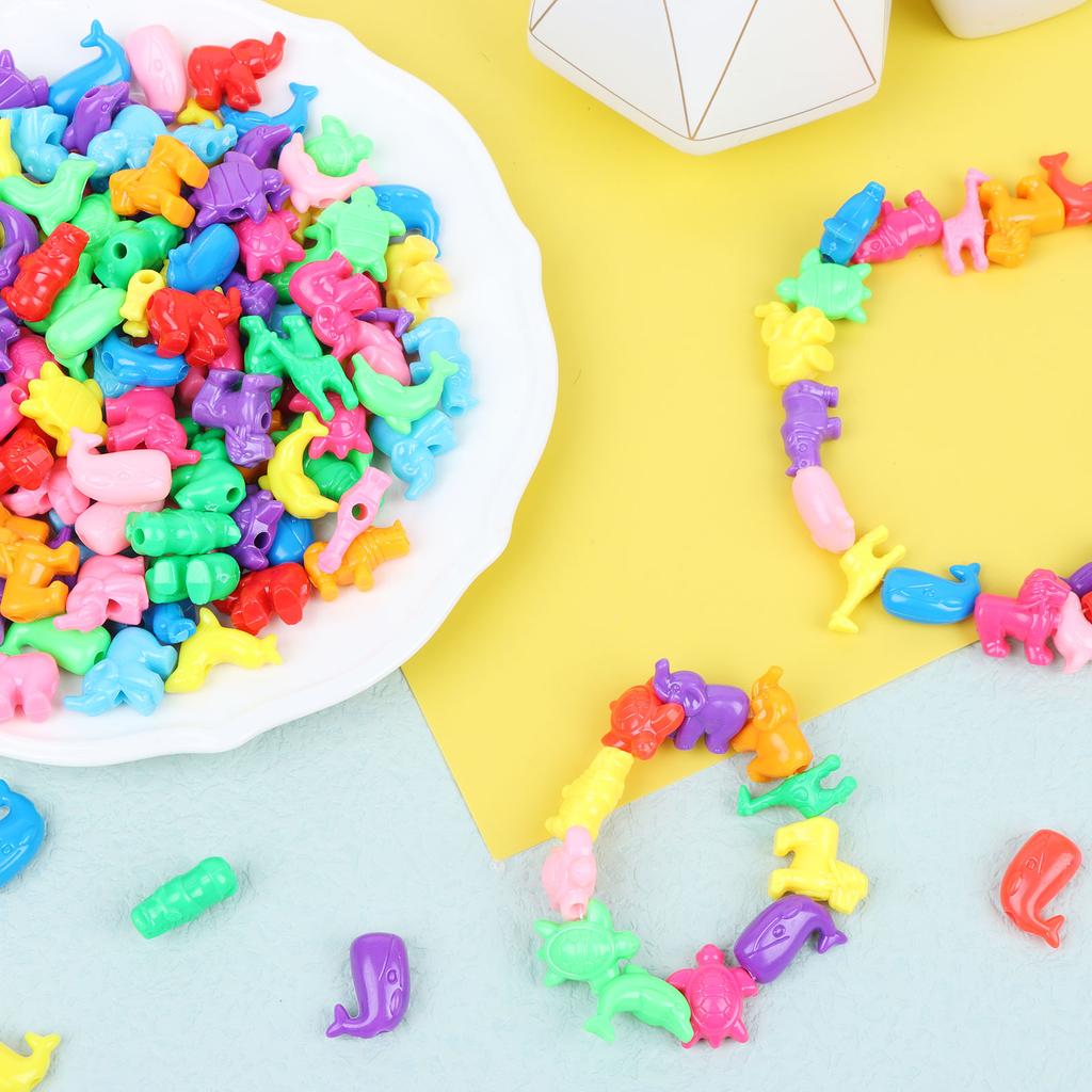 200 Pcs Mixed Animal Shaped Beads Colorful Marine And Jungle Animal Spacer Beads