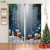 Christmas 3D Printed Curtains Christmas Tree Gift Living Room Bedroom Children's Room New Year Holiday Decoration Curtains 2PCS