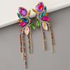 2024 New Elegant Vintage Long Style Tassel Earrings Metal Colored Diamond Luxury Crystal For Women Earrings Birthday Gift Charms