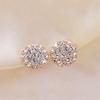 Fashion Women's Rhinestone Inlaid Round Ear Studs Alloy Earrings Jewelry Gift