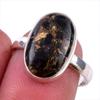 Natural Black Copper Turquoise Gemstone 925 Solid Sterling Silver Ring S.7 P9u73