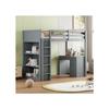 Lit Mezzanine - MUVOE - 90 X 200 Cm - Bois Gris - Bureau D'ordinateur - Casier De Rangement