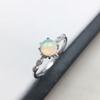 Cute 925 Sterling Silver 5mm Round Natural Opal Rings for Women Wedding Engagement Love Ring Jewelry Finger Bague Aneis Anelli
