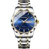 New Trend Men's Watch Men's Waterproof Tungsten Steel Style Calendar Quartz Watch Stainless Steel Date Luminous Blue Clock Business Clock