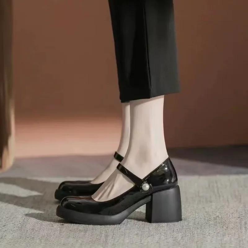 Fashion 2024 Brand Women's Shoes Buckle Strap Women's High Heels Fashion Round Toe Dress Pumps Women Hot Sale Shallow Mary Jane Shoes