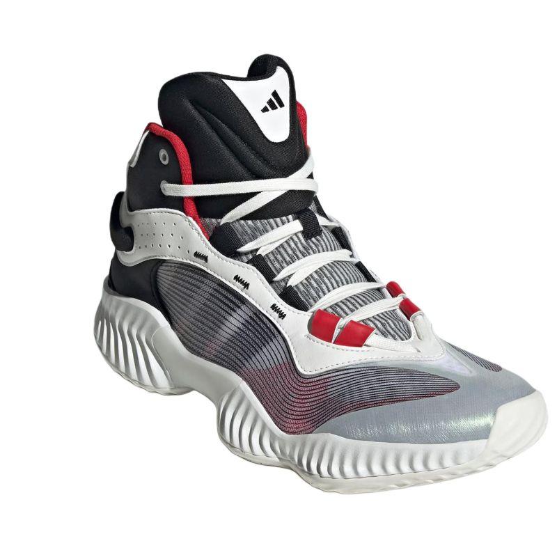 Adidas Cushioning Wear-Resistant Mid-Top Basketball Shoes Unisex White Red Sneakers JH8078