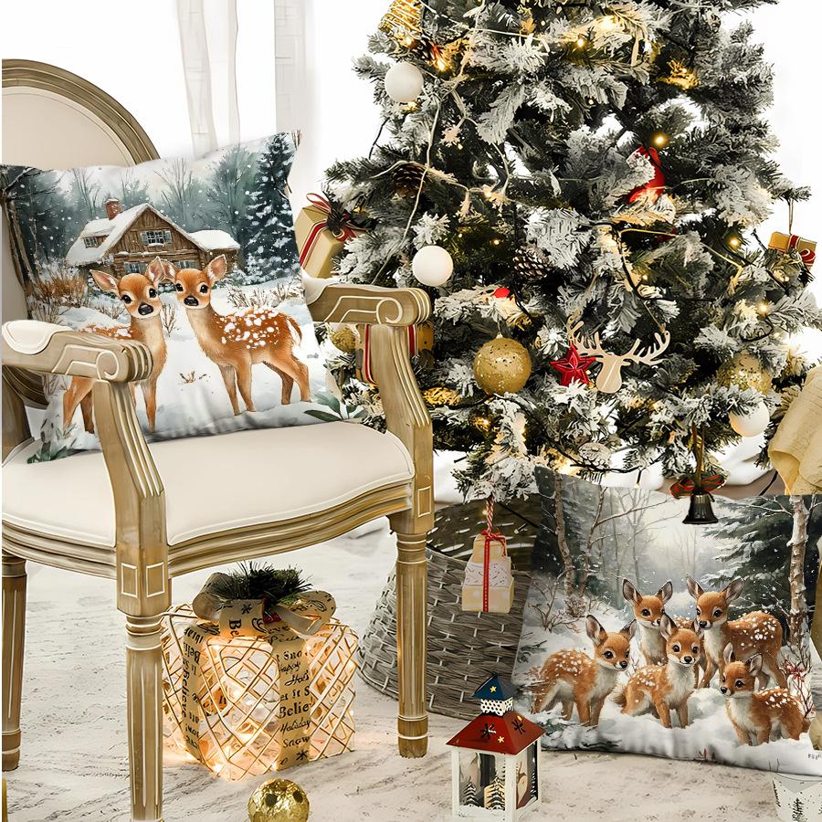 Christmas Pillowcase Living Room Polyester Printed Decorative Pillowcase Nordic Christmas Pillow