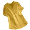 Katie Women Cotton Linen Short Sleeve Shirt Blouse Button Down Tops