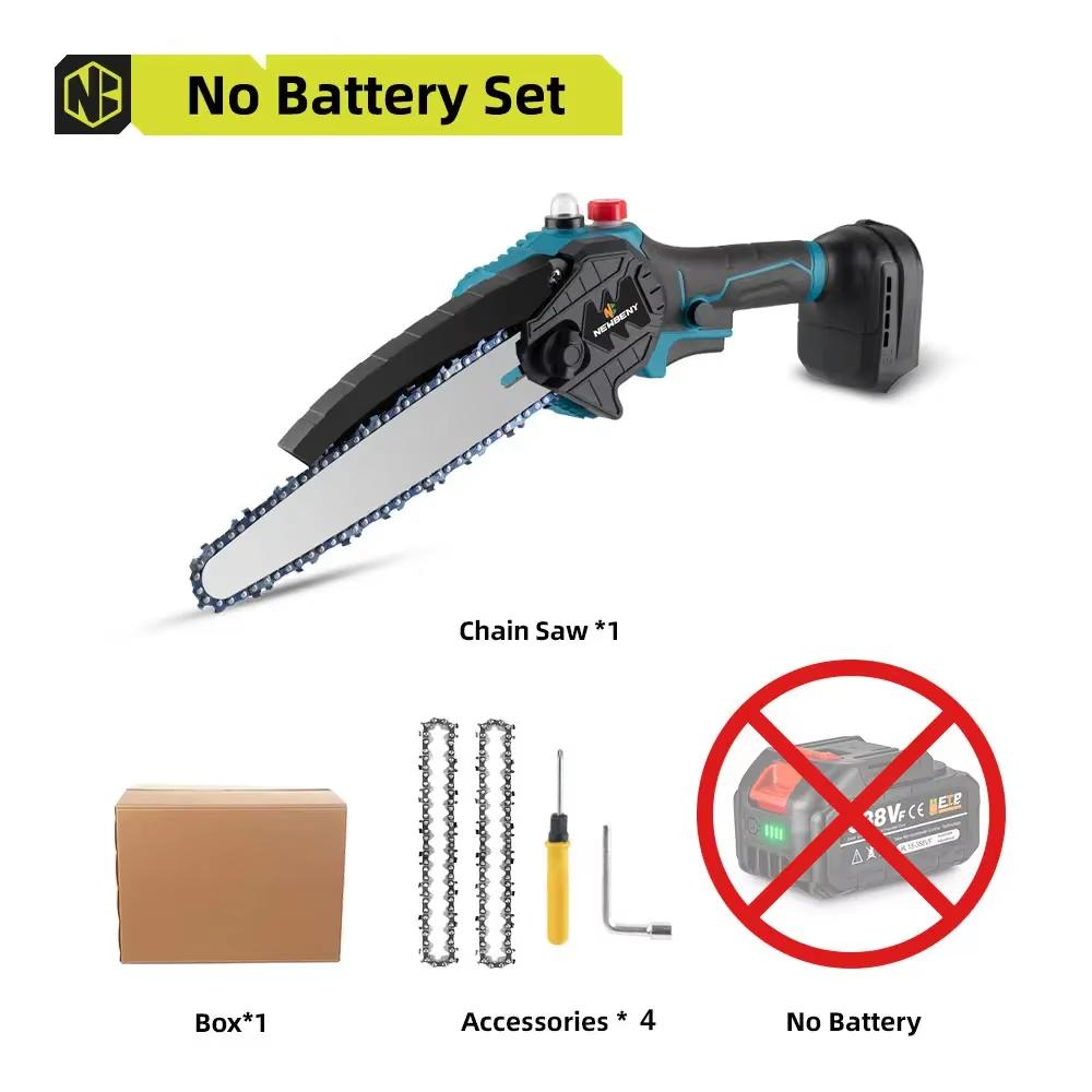 Newbeny 8-Inch Cordless Chainsaw with Brushless Motor 1500W Electric Pruning Saw for Wood Cutting Tree Trimming Gardening with Makita 18V Battery