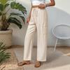 Women's Summer New Casual Straight Leg High Waist Pocket Elastic Pants