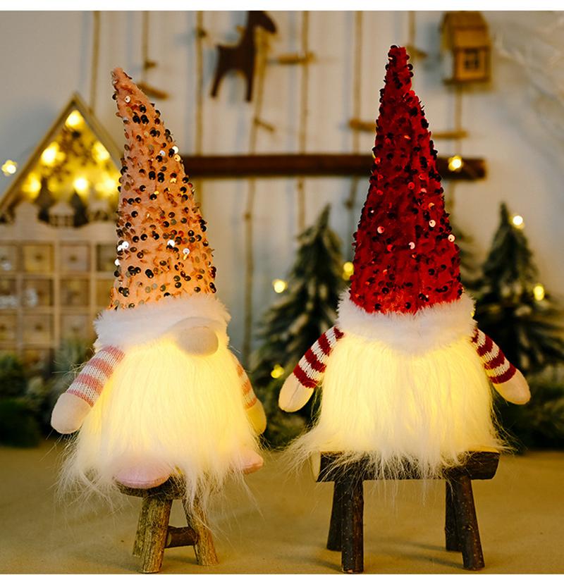 1/2/3pc Christmas Glow Dwarf Doll Christmas Faceless Dwarf Plush Elf Christmas Tree Pendant Nightlight New Year Party Decoration