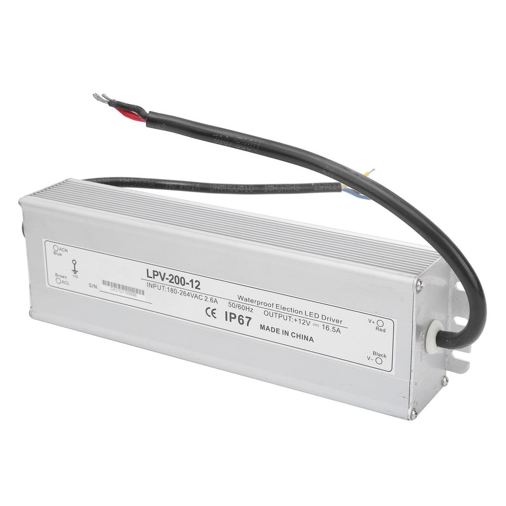 BERM Waterproof Power Supply for LED Light Industry Driver Equipment DC12V 200W LPV‑200‑12