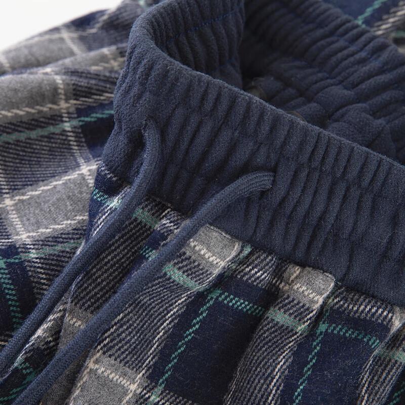 Sibaishe Women's Fleece-Lined Plaid Elastic Waist Drawstring Casual Pants