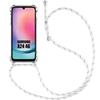 Silicone Case - Shockproof - for Samsung Galaxy A24 - Transparent - Flexible - White Lanyard Included