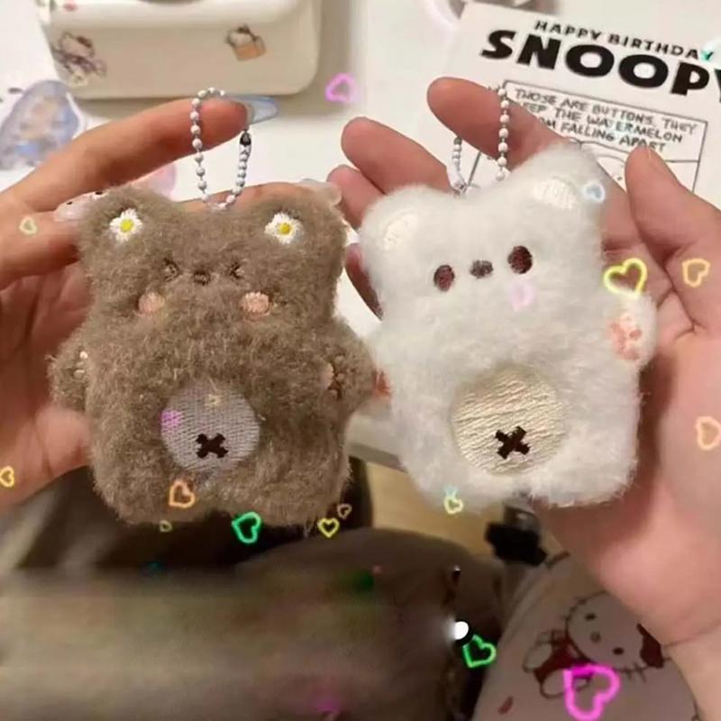 Cartoon Squeeze Bear Keychain Squeak Bear Pendant Plush Doll Stuffed Toys Couple Keyring Hanging Accessory