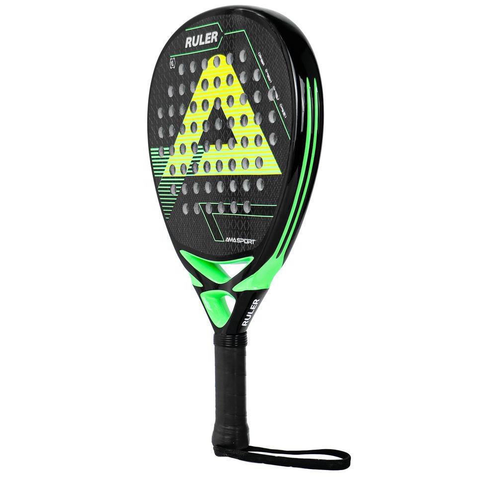 AMASPORT Carbon Fiber Racket All Carbon and EVA Memory Elastic Foam Core Racket Diamond Senior Player Ball
