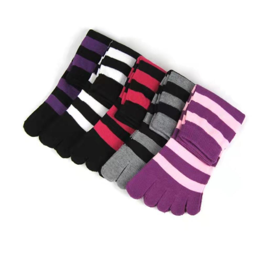 Cozy Colorful Female Hosiery Girls Women Fashion Full Toe Socks Cotton Sock Stripe Toe Separated
