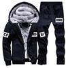 Tracksuit Fleece Hooded Jacket +Pants Sweatshirts Set Hoodies Suit Coat Sportswear Autumn Winter Warm Pullover