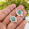 Blue Copper Turquoise Gemstone 925 Stamped Silver Handmade Jewelry Hook Earrings EE-163-40