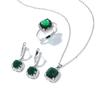 Square Zircon Ring Simple Fashion High Sense Personalized Earrings Necklace Set