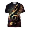 Music Note Graphics T Shirt Fashion Casual Short Sleeve O Neck 3D Printed Summer T-shirt Street Hip Hop Oversized Mens Clothing