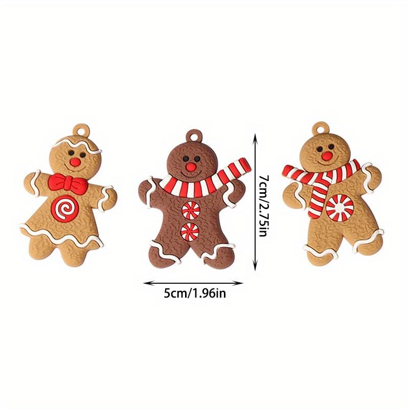 12pcs Gingerbread Haning Ornaments, Gingerman Doll Hanging Charms, Clay Figurine Ornaments for Xmas Tree, Christmas Home Decor