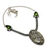 Ocean Fume Agate Peridot Gemstone 925 Silver Plated Jewelry Necklace 18"