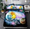 3D Space Planet Bedding Set Romantic Starry Sky Quilt Cover Pillowcase 2/3pcs Men's Teenagers Space Fan Cover Gift
