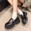 Platform Loafers Women's Spring 2025 New British Style Small Leather Shoes Black Single Shoes Versatile One Pedal
